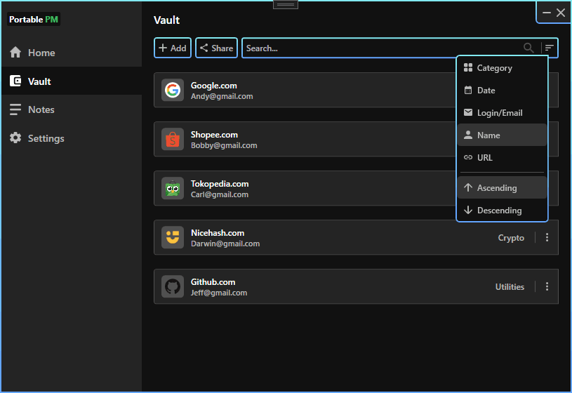 Screenshot of Portable PM